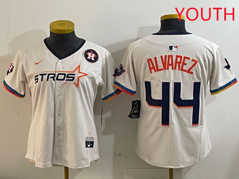 Youth Houston Astros 44 Alvarez Cream Fourth generation Joint Name Nike 2025 MLB Jersey style 6